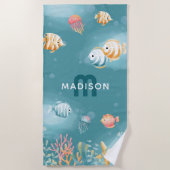 Niedlich unter dem Meer Name der Kinder Strandtuch (Vorderseite)