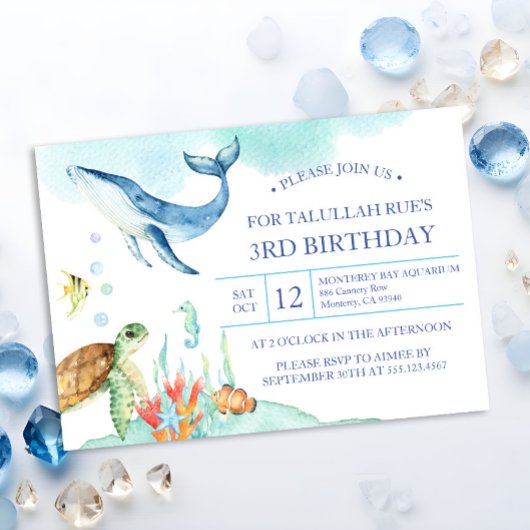 Niedlich unter dem Meer Tiere zum Geburtstag Einladung