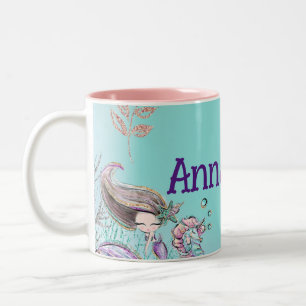Niedlich unter dem Meer verzauberte Mermaids Zweifarbige Tasse