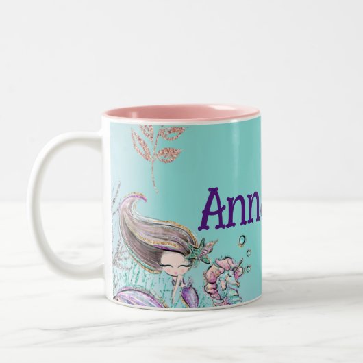 Niedlich unter dem Meer verzauberte Mermaids Zweifarbige Tasse (Links)