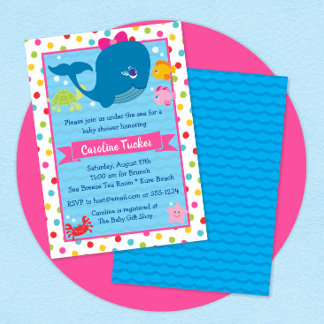 Niedlich unter dem Meer Whale Pink Girl Babydusche Einladung