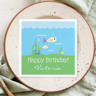 Niedlich unter dem Meeresaquarium Geburtstagsparty Serviette