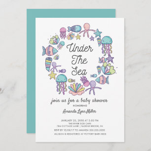 Niedlich unter dem Meereswasser Kinderdusche Einla Einladung