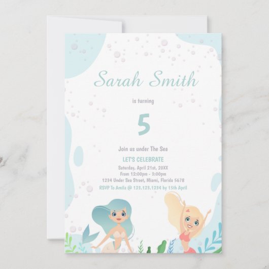 Niedlich unter dem Party für Mädchen Einladung (Vorderseite)