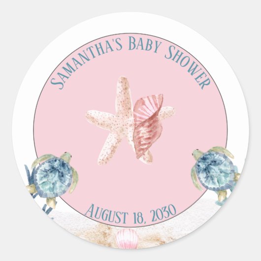 Niedlich unter dem Sea Baby Shower Classic Round S Runder Aufkleber (Vorderseite)