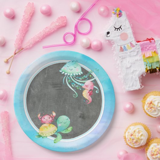 Niedlich unter dem Seegeschöpf-PapierTeller Pappteller (Party)