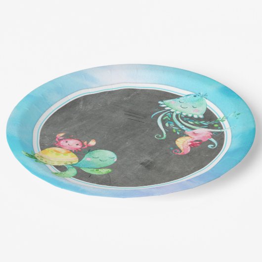 Niedlich unter dem Seegeschöpf-PapierTeller Pappteller (Schrägansicht)