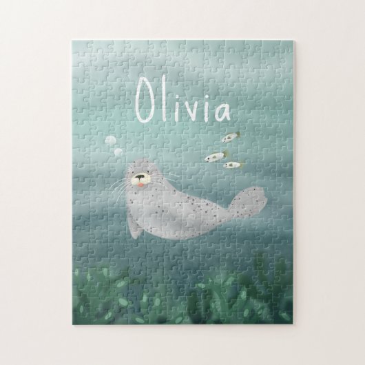 Niedlich unter dem Siegel des blauen Ozeans Kinder Puzzle (Vertikal)