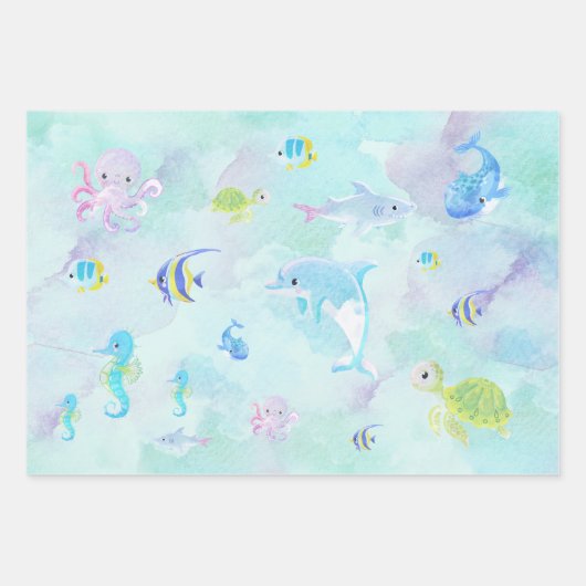 Niedlich unter dem Watercolor Wrapping Paper Blatt (Vorderseite)