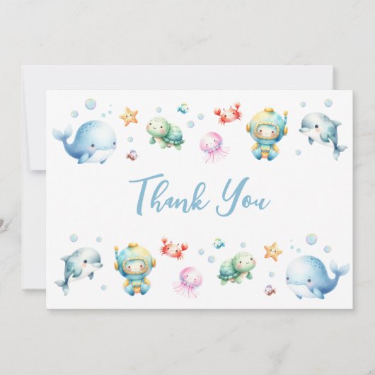 Niedlich unter der Kinderdusche Dankeskarte (Vorderseite)