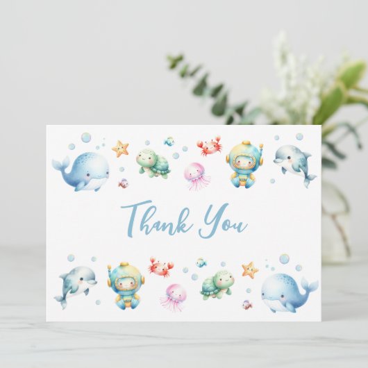 Niedlich unter der Kinderdusche Dankeskarte (Stehend Vorderseite)