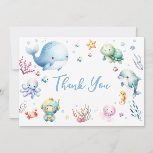 Niedlich unter der Kinderdusche Dankeskarte (Vorderseite)