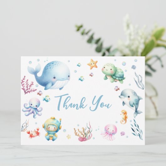 Niedlich unter der Kinderdusche Dankeskarte (Stehend Vorderseite)