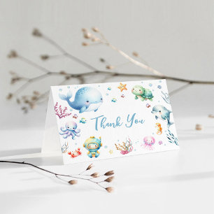 Niedlich unter der Kinderdusche Dankeskarte