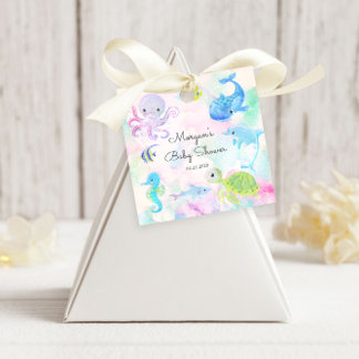 Niedlich unter der Meeresbewohner-Babydusche Geschenkanhänger