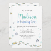 Niedlich unter der Meeresfischerei Kinder zum Gebu Einladung (Vorne/Hinten)