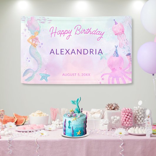 Niedlich unter der Meeresmeerküste Happy Birthday Banner