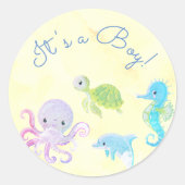 Niedlich unter der Meereswasserfarbe ist es ein Bo Runder Aufkleber (Vorderseite)