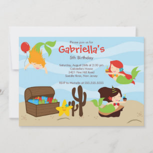 Niedlich unter der Meerjungfrau Geburtstagspartei Einladung