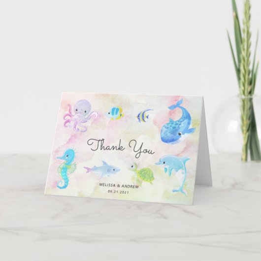Niedlich unter der Sea Baby Dusche Danke Karte (Vorderseite)