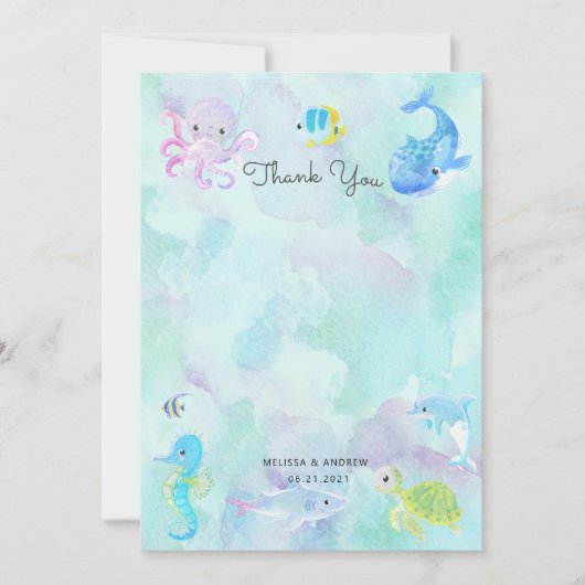 Niedlich unter der Sea Baby Dusche Danke Karte (Vorderseite)