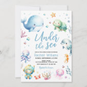 Niedlich unter der Sea Baby Dusche Einladung (Vorderseite)