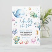 Niedlich unter der Sea Baby Dusche Einladung (Stehend Vorderseite)