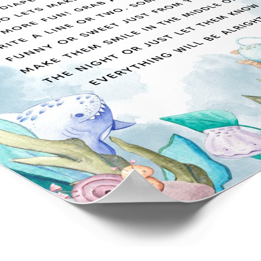Niedlich unter der Sea Baby Dusche 'Late Night Dia Poster (Ecke)