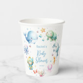 Niedlich unter der Sea Baby Dusche Pappbecher (Rückseite)