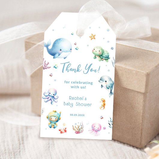 Niedlich unter der Sea Baby Dusche Vielen Dank Geschenkanhänger