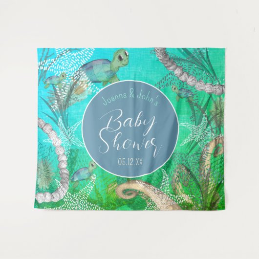 Niedlich unter der Sea Baby Dusche Wandteppich (Vorderseite (Horizontal))