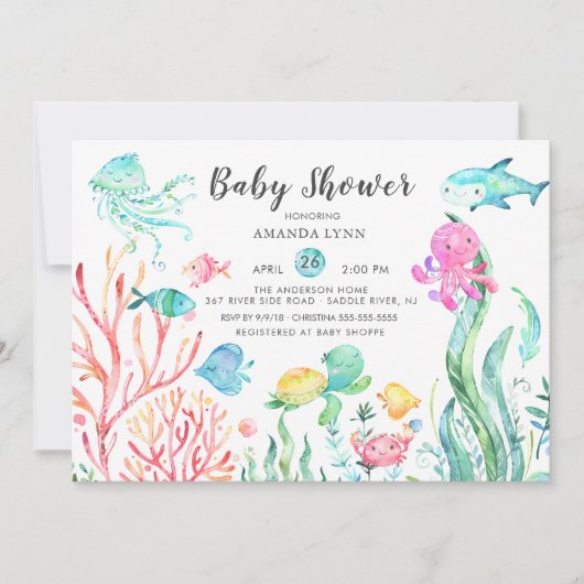 Niedlich unter der Sea Baby Shower Einladung (Vorderseite)