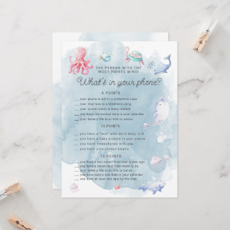 Niedlich unter der Sea Baby Shower Phone Game Card