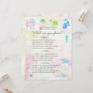 Niedlich unter der Sea Baby Shower Phone Game Card