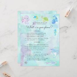 Niedlich unter der Sea Baby Shower Phone Game Card