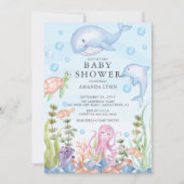 Niedlich unter der Sea Boy Baby Dusche Einladung (Vorderseite)