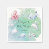 Niedlich unter der Sea Creatures Baby Shower Monog Serviette (Vorderseite)