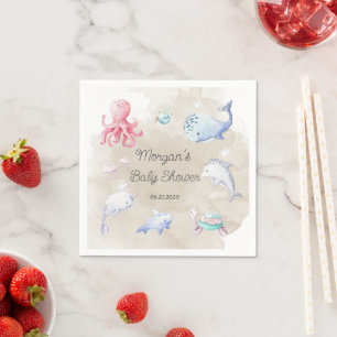 Niedlich unter der Sea Creatures Baby Shower Monog Serviette