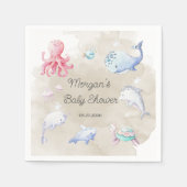 Niedlich unter der Sea Creatures Baby Shower Monog Serviette (Vorderseite)