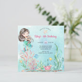 Niedlich unter Meeresmeerin Meerjungfrau Einladung (Stehend Vorderseite)