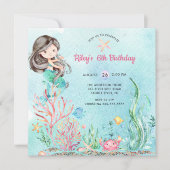 Niedlich unter Meeresmeerin Meerjungfrau Einladung (Vorderseite)