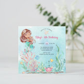 Niedlich unter Meeresmeerin Meerjungfrau Einladung (Stehend Vorderseite)