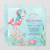 Niedlich unter Meeresmeerin Meerjungfrau Einladung (Vorne/Hinten)