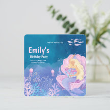 Niedlich unter Meeresmeerin Meerjungfrau Einladung