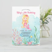 Niedlich unter Meeresmeerin Meerjungfrau Einladung (Stehend Vorderseite)