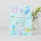 Niedlich unter Meereswasser Geburtstagsfeier Einla Einladung (Stehend Vorderseite)