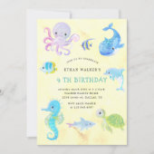 Niedlich unter Meereswasser Geburtstagsfeier Einla Einladung (Vorderseite)