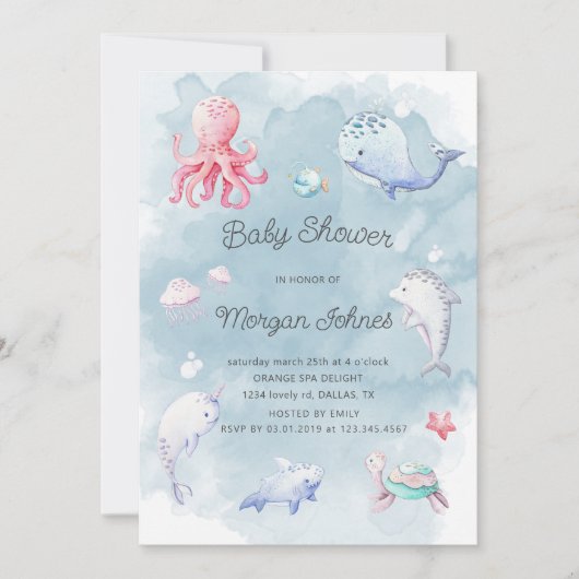 Niedlich unter Meereswasser Kinderdusche einladen (Vorderseite)