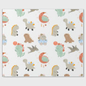 Niedlich Unterschiedliche Arten von Dinosauriern f Geschenkpapier (Flach)