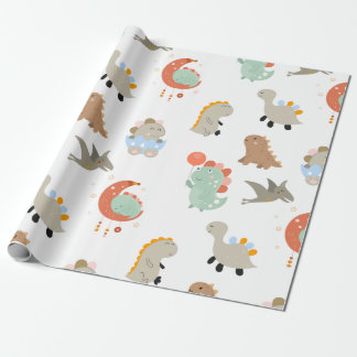 Niedlich Unterschiedliche Arten von Dinosauriern f Geschenkpapier
